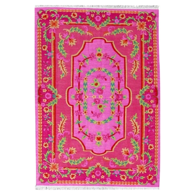 Bessarabian Style Floral Flat Kilim Rug For Sale