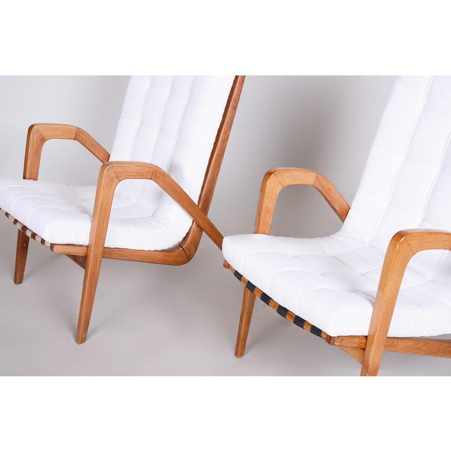 Mid-Century Modern Set of Mid-Century Armchairs in Oak attributed to Jan Vanek, Czech, 1950s For Sale - Image 3 of 18