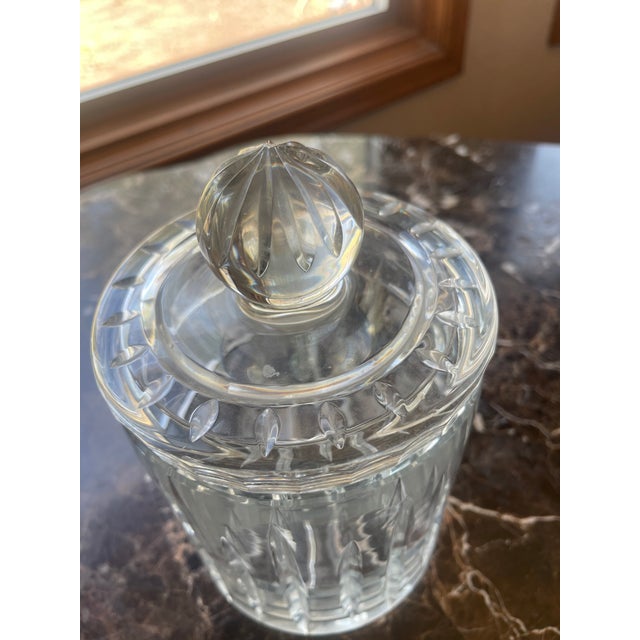 Mid-Century Modern Heavy Lead Crystal Cookie Jar With Lid For Sale - Image 3 of 7