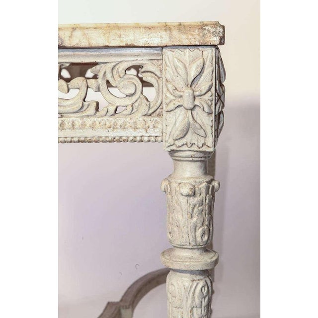 19th French Century Ivory Painted Center Table with Marble Top For Sale - Image 6 of 9
