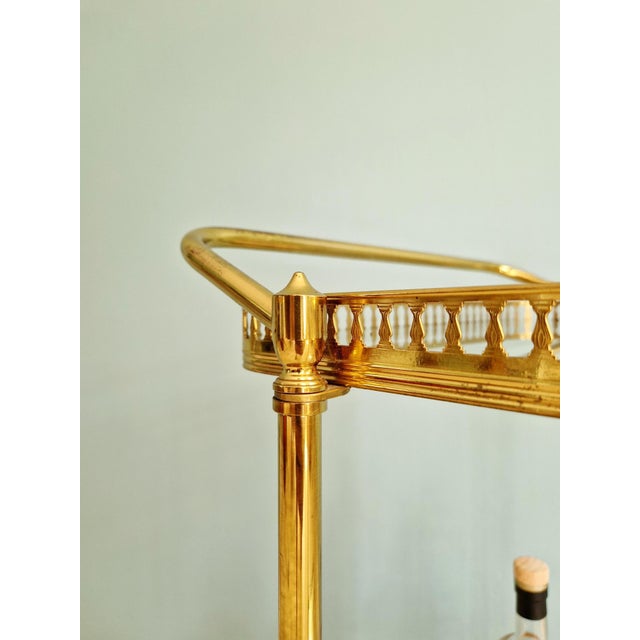 Mid-Century Rolling Serving Cart in Openwork Brass and Glass, 1960s For Sale - Image 4 of 9