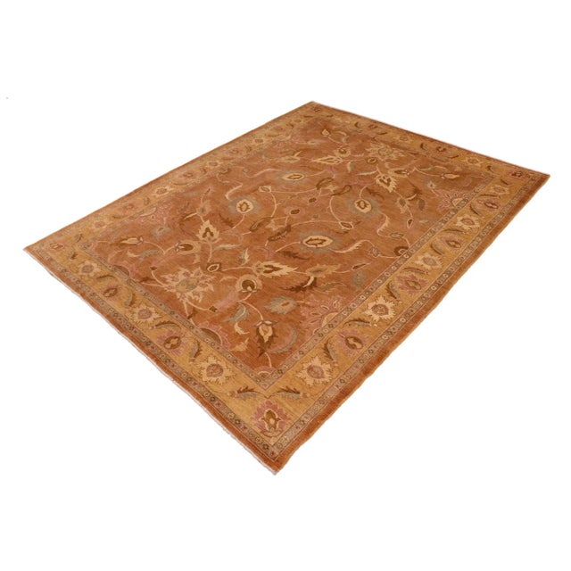 Shabby Chic 1980s Rustic Brown/Gold Wool Rug - 9'11" X 13'11" For Sale - Image 3 of 10