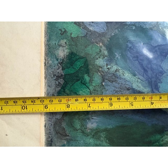 Paint Mid 20th Century Florence Weinstein Matted Abstract Watercolor Painting on Paper - Signed For Sale - Image 7 of 7