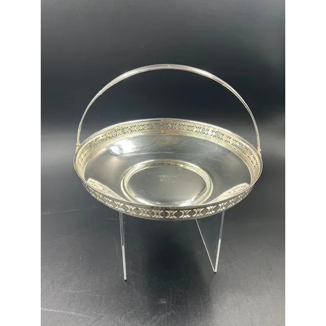 Tiffany & Co. Mid 20th Century Sterling Silver Brides Basket With Handle For Sale - Image 12 of 12