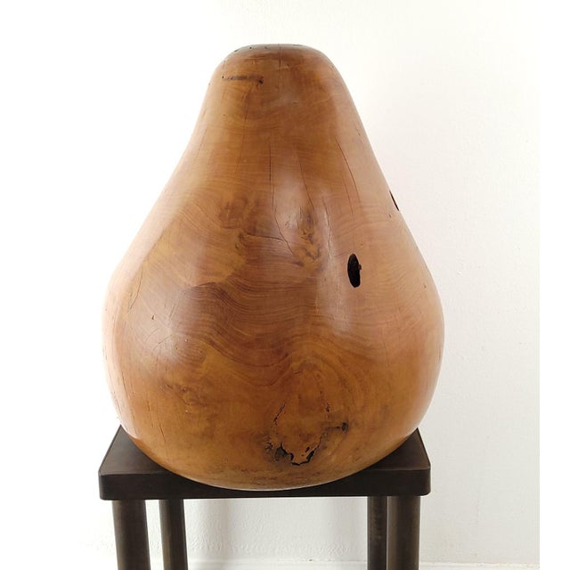 1980s Treen Carving of a Pear in Pear Wood on Custom Stand For Sale - Image 5 of 9