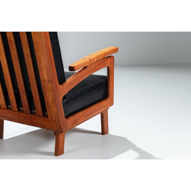 Belgian Lounge Chairs in Oak with Leather Cushions, 1960s, Set of 2 For Sale - Image 11 of 17