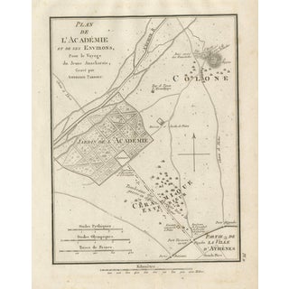 Ancient Athens Academy and Platos Garden Map from Ambroise Tardieu, 1825 For Sale
