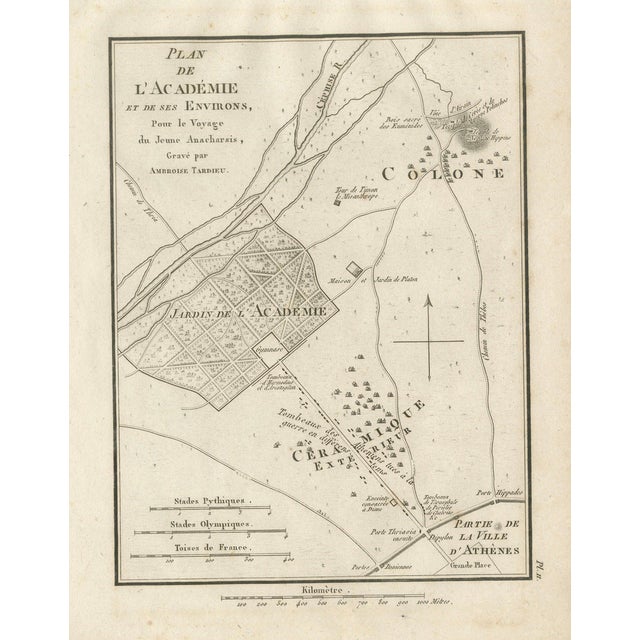Ancient Athens Academy and Platos Garden Map from Ambroise Tardieu, 1825 For Sale