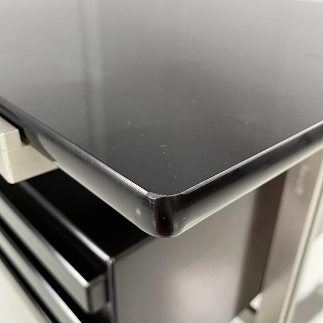 Italian Modern Black Wood, Steel and Smoked Glass Desk from Formanova, 1970s For Sale - Image 6 of 18