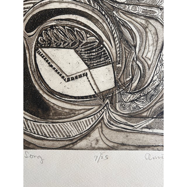1960s Vintage Original Signed Annette Robyns Etching Modernist Abstract Mid Century Art For Sale - Image 5 of 6