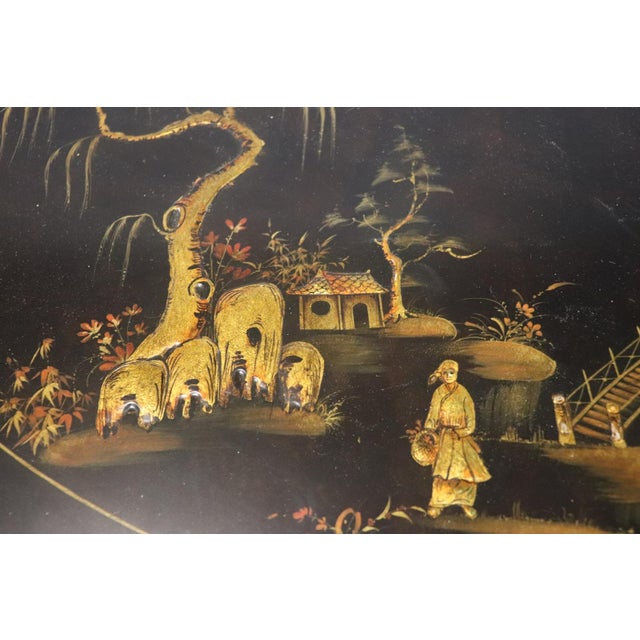 2020s Theodore Alexander New Old Stock Painted Chinoiserie Demilune Commode For Sale - Image 5 of 15