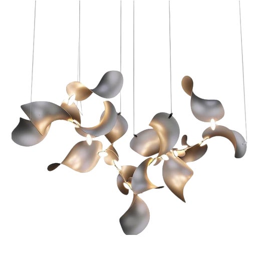 Dune 16 Cluster Chandelier in Silver Anodized Aluminum by Moss Objects For Sale