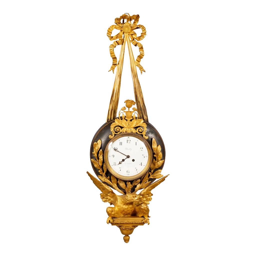 Empire Bronze and Ormolu Cartel Clock by Bailly, Paris | Chairish