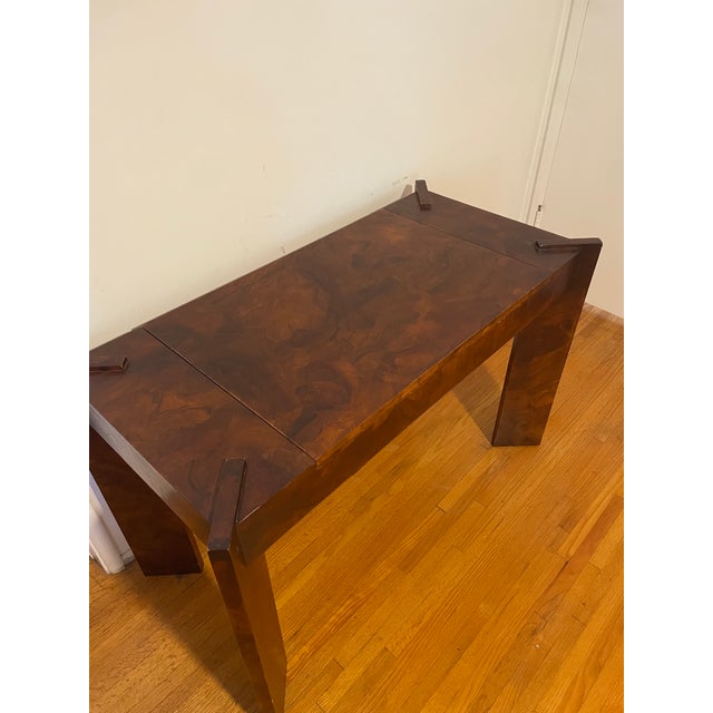 Wood 1970s Milo Baughman Style Backgammon Game Console Table For Sale - Image 7 of 13