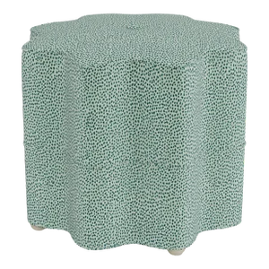 Bunny Williams Home Stella Stool in Teal Leopard Chenille with Alpine White Feet