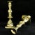 Gold Victorian Knop-Stemmed Brass Candlesticks, Set of 2 For Sale - Image 8 of 10