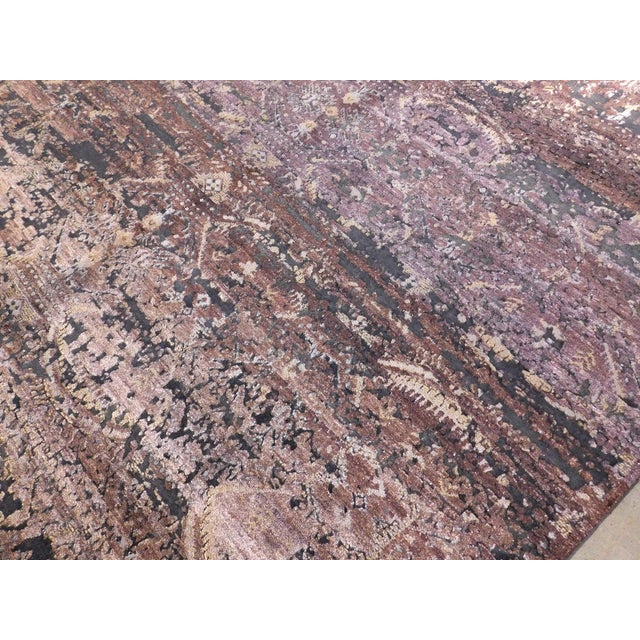 Hand Knotted Bamboo Silk and Wool Rug in High and Low Texture. 7'10"x 9'9" For Sale - Image 11 of 18