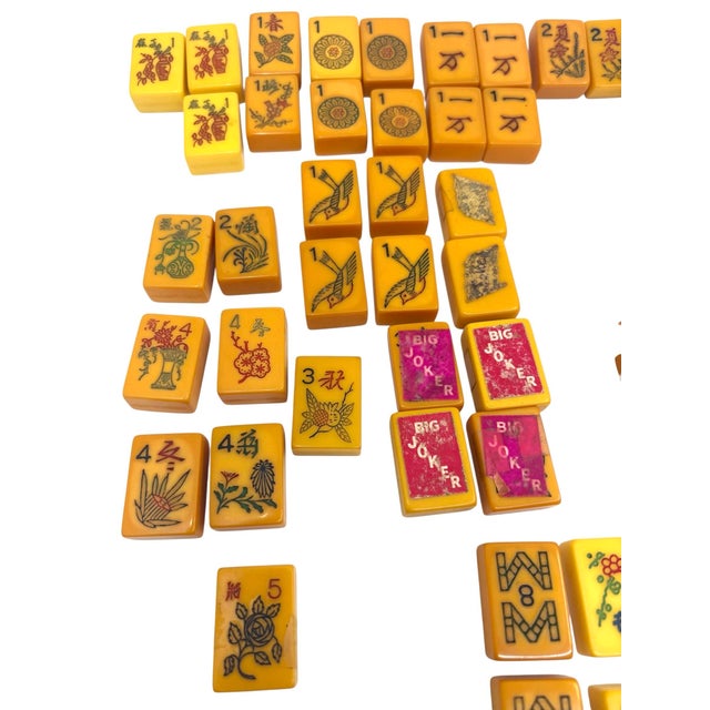Vintage Bakelite Butterscotch Mahjong Tiles- A Set of 158 Pieces For Sale In New York - Image 6 of 12