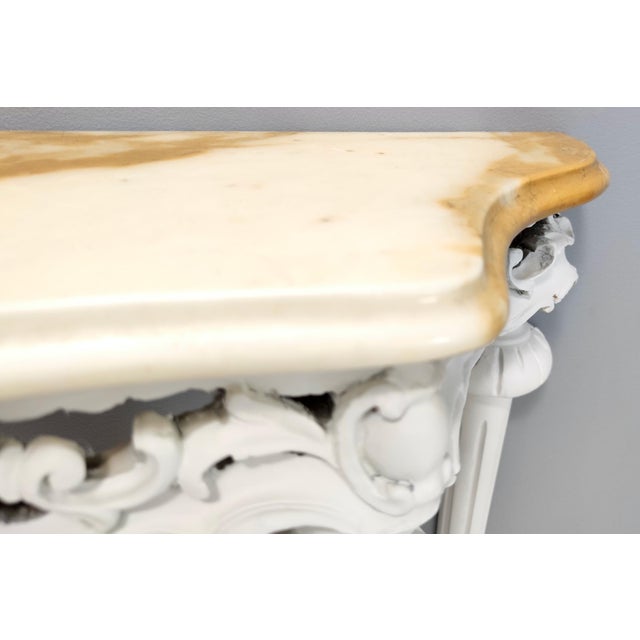 Vintage White Lacquered Beech Console with Yellow Marble Top For Sale - Image 11 of 12