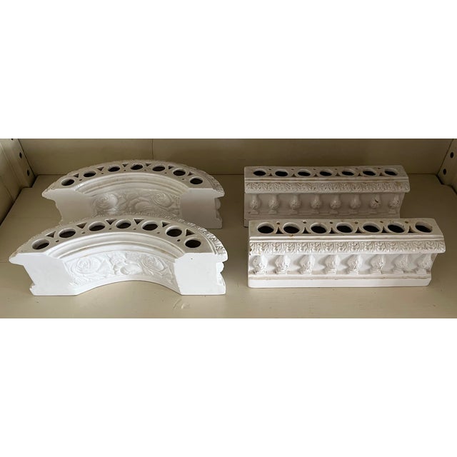 Ceramic Antique Early 20th Century Italian Creamware Modular Bough Pot Flower Frog Centerpiece For Sale - Image 7 of 13