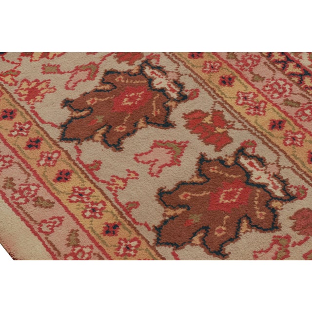 Antique Arts & Crafts Rug in Beige With Pink Floral Patterns, From Rug & Kilim For Sale In New York - Image 6 of 7