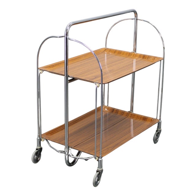 Mid-Century Folding Serving Cart, Italy, 1970s For Sale