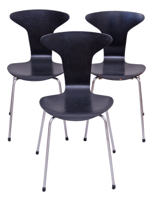 Vintage Mosquito Chairs in Black Chrome by Arne Jacobsen for Fritz Hansen, 1960s, Set of 3
