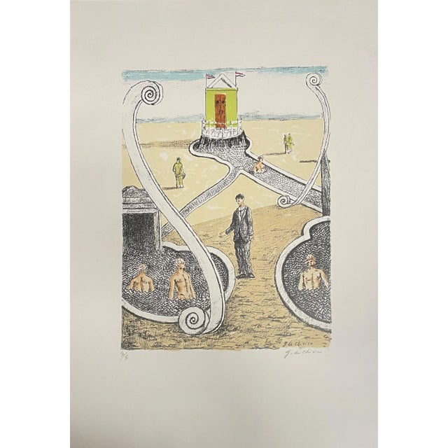 Giorgio De Chirico, L'Ospite dei Bagnanti Misteriosi, Lithograph, 1969 For Sale - Image 4 of 6