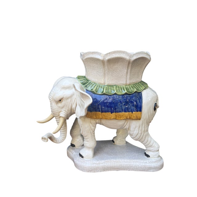 Cream Late 20th Century Chinoiserie / Palm Beach Elephant Plant Stand For Sale - Image 8 of 12