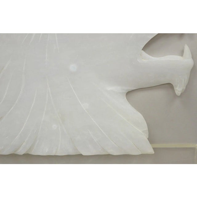 Alabaster Vintage Italian Carved White Alabaster Lion Head Sculpture Statue Figure (A) For Sale - Image 8 of 10