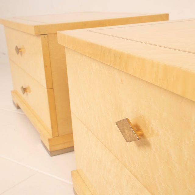 Italian Maple Burl and Brass Nightstands by Gianluigi Gorgoni for Fratelli Turri, 1980s, Set of 2 For Sale - Image 18 of 18