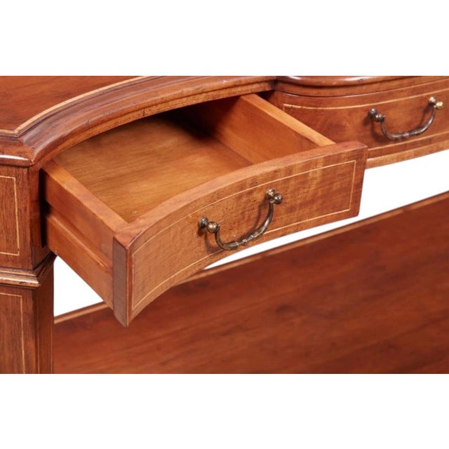 2000 - 2009 Neoclassical Style Mahogany Serpentine Console Table With String Inlay For Sale - Image 5 of 6