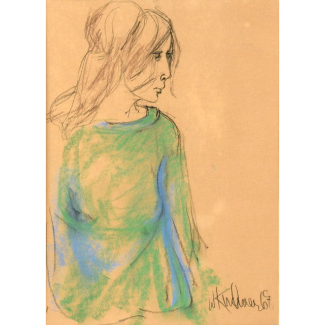 Study of a woman in profile by San Francisco artist William Kirchner (20th Century). Signed and dated "W. Kirchner 67" in...