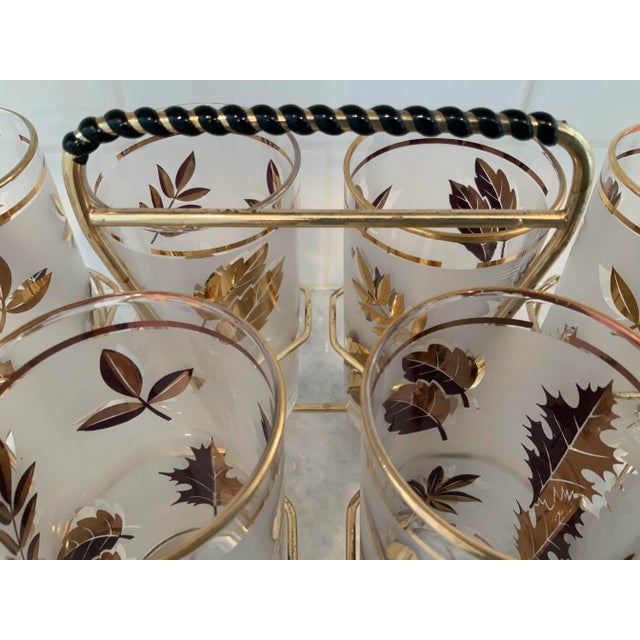 Vintage Gold Foliage Classes in Carrier With Handle For Sale - Image 4 of 7