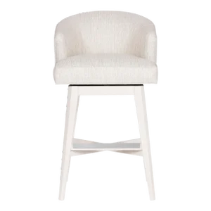 Charley Bar Stool in Index Porcelain with Wood Retro Swivel Base & Casablanca Finish