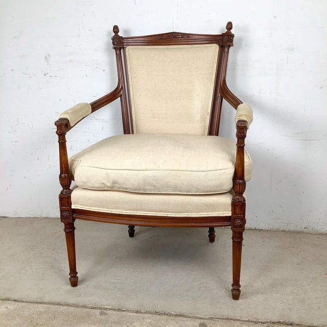 Vintage French Louis XVI Style Fauteuil Armchair For Sale - Image 9 of 12