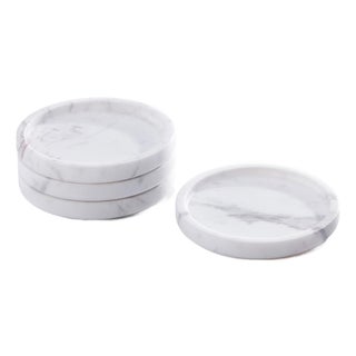 Volakas White Marble Coasters, Set of 4 For Sale