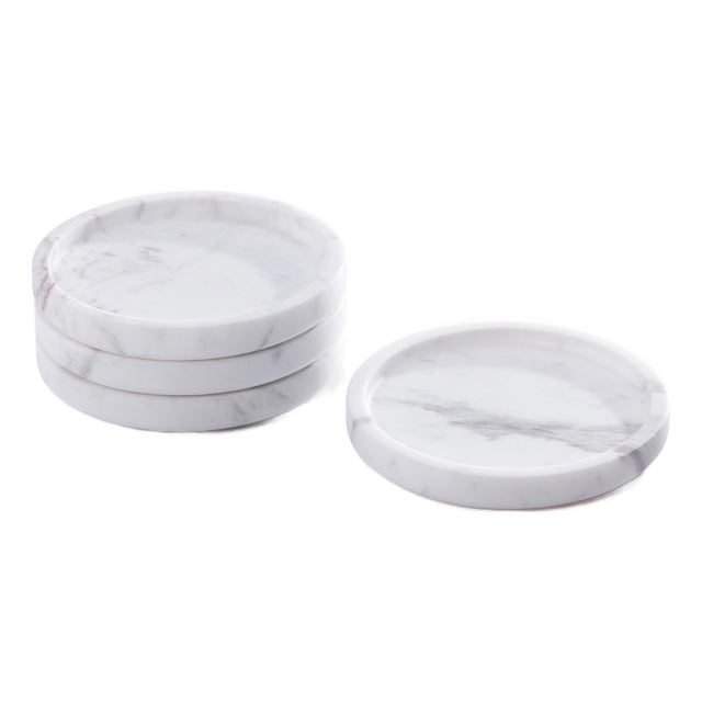 Volakas White Marble Coasters, Set of 4 For Sale