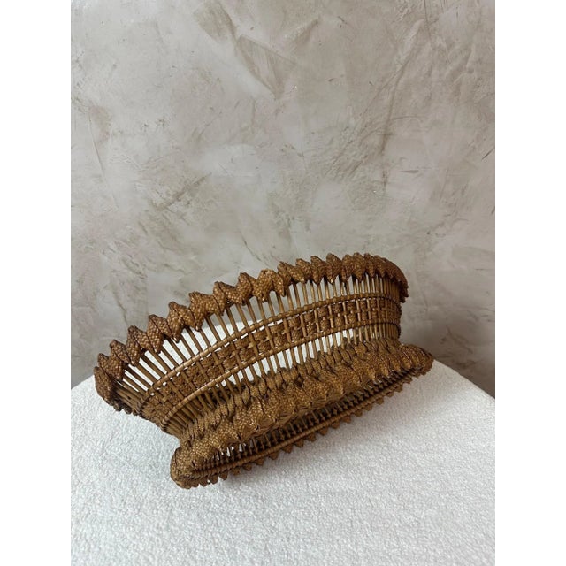 Brown Vintage Woven Basket, 1950s For Sale - Image 8 of 12