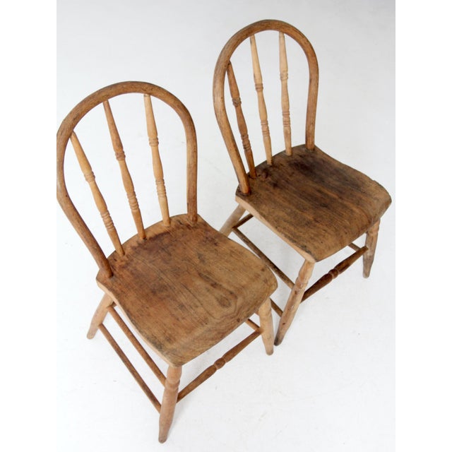 Antique Farmhouse Bow Back Dining Chairs Pair For Sale - Image 10 of 12