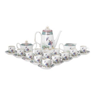 Porcelain Lady with Parasol Coffee Service from Vista Alegre, Set of 27 For Sale