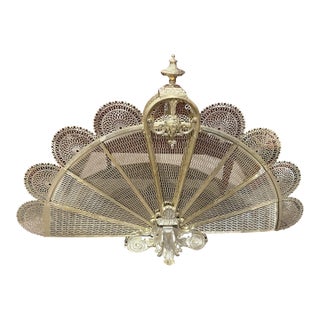 Antique Peacock Style Fireplace Screen For Sale