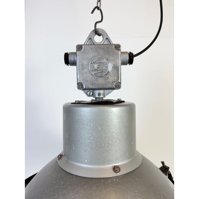 Mid-Century Modern Industrial Grey Hammer Paint Pendant Lamp from Elektrosvit, 1960s For Sale - Image 3 of 18