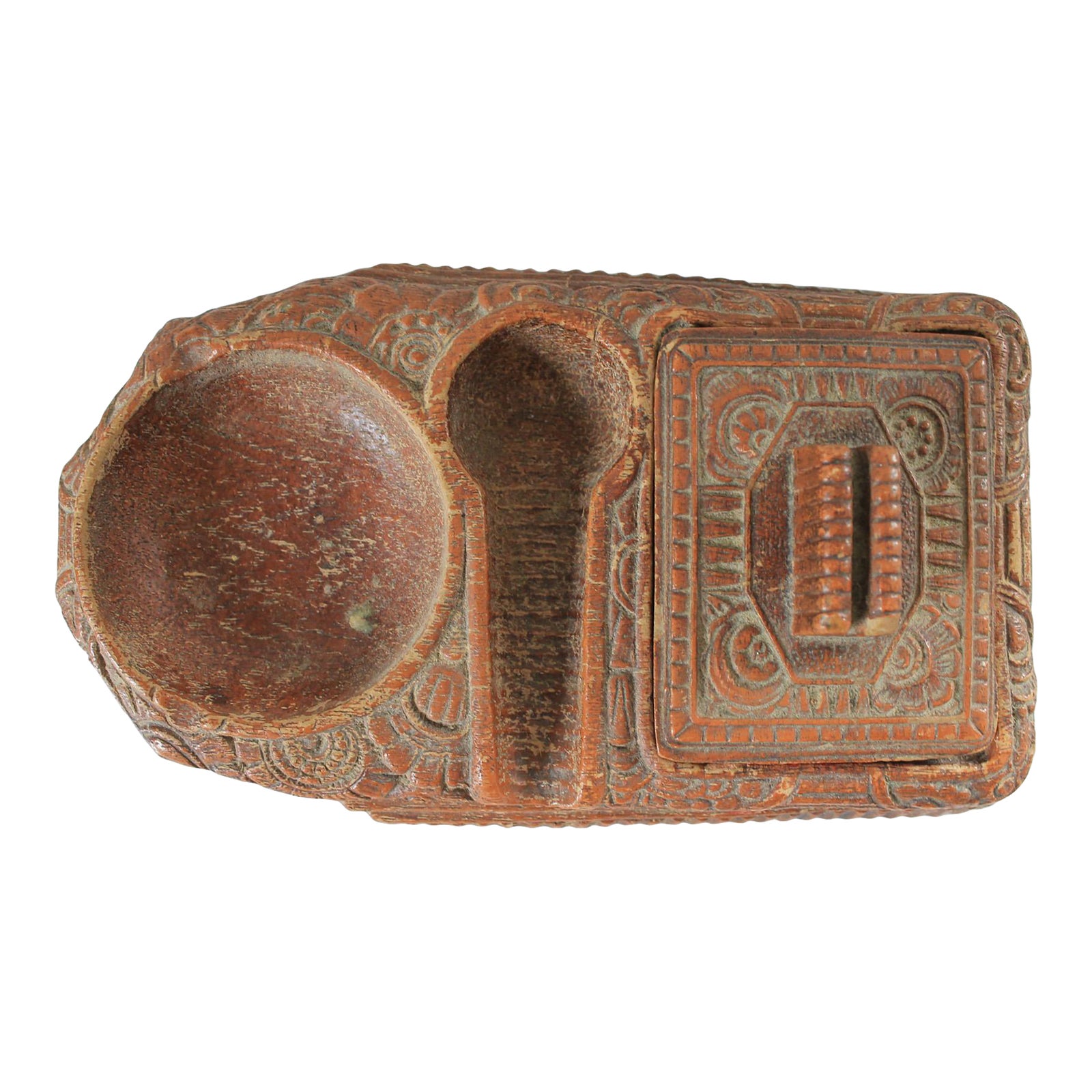 Vintage Aztec Cigarette Box Pipe Holder Ashtray Combo | Chairish