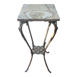 Victorian Two Tier Brass Plant Stand With Onyx Top For Sale