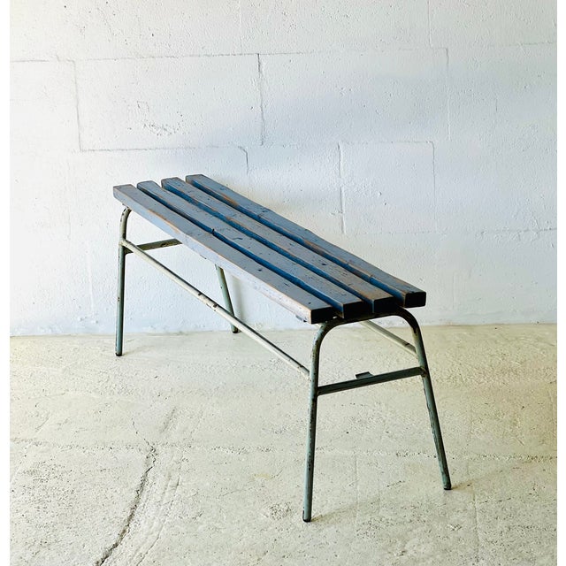 Industrial Blue Bench, 1960s For Sale - Image 15 of 18