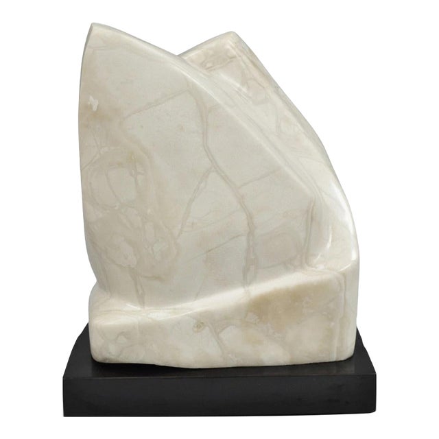 Mid 20th Century Morton Gaffin Modernist Carved White Alabaster Abstract Sculpture For Sale