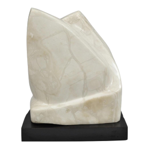 Mid 20th Century Morton Gaffin Modernist Carved White Alabaster Abstract Sculpture