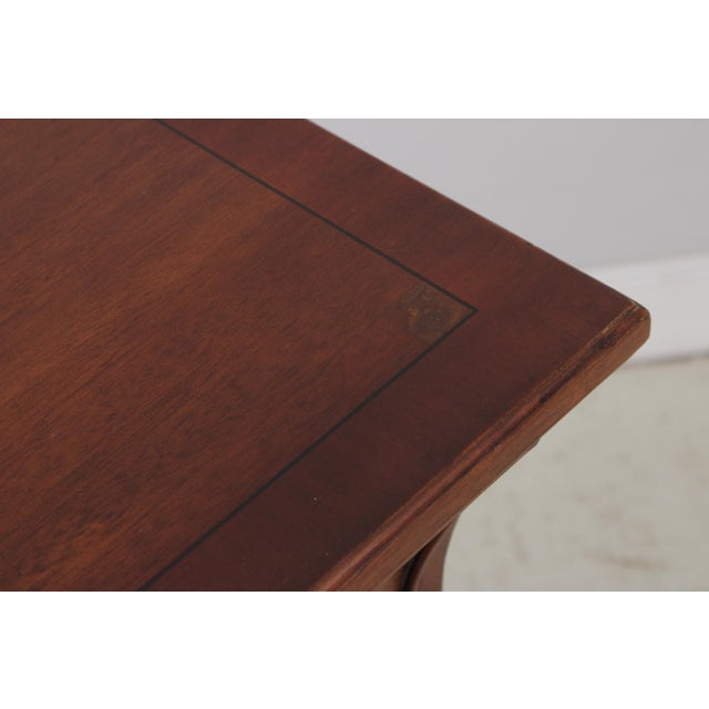 Brown Ethan Allen Inlaid Townhouse Burl Wood Bombe Chest For Sale - Image 8 of 17