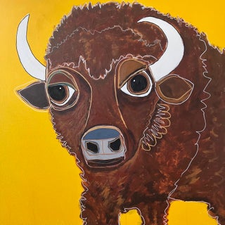 Samuel the Buffalo - Acrylic on Canvas by Melinda McLeod For Sale